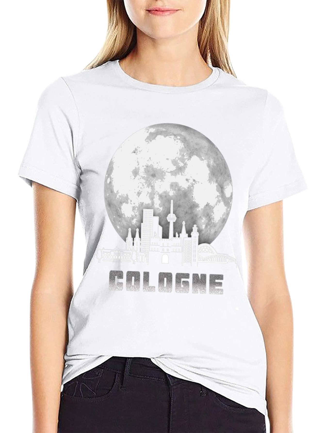 Cologne Germany Skyline Black Graphic T-Shirt