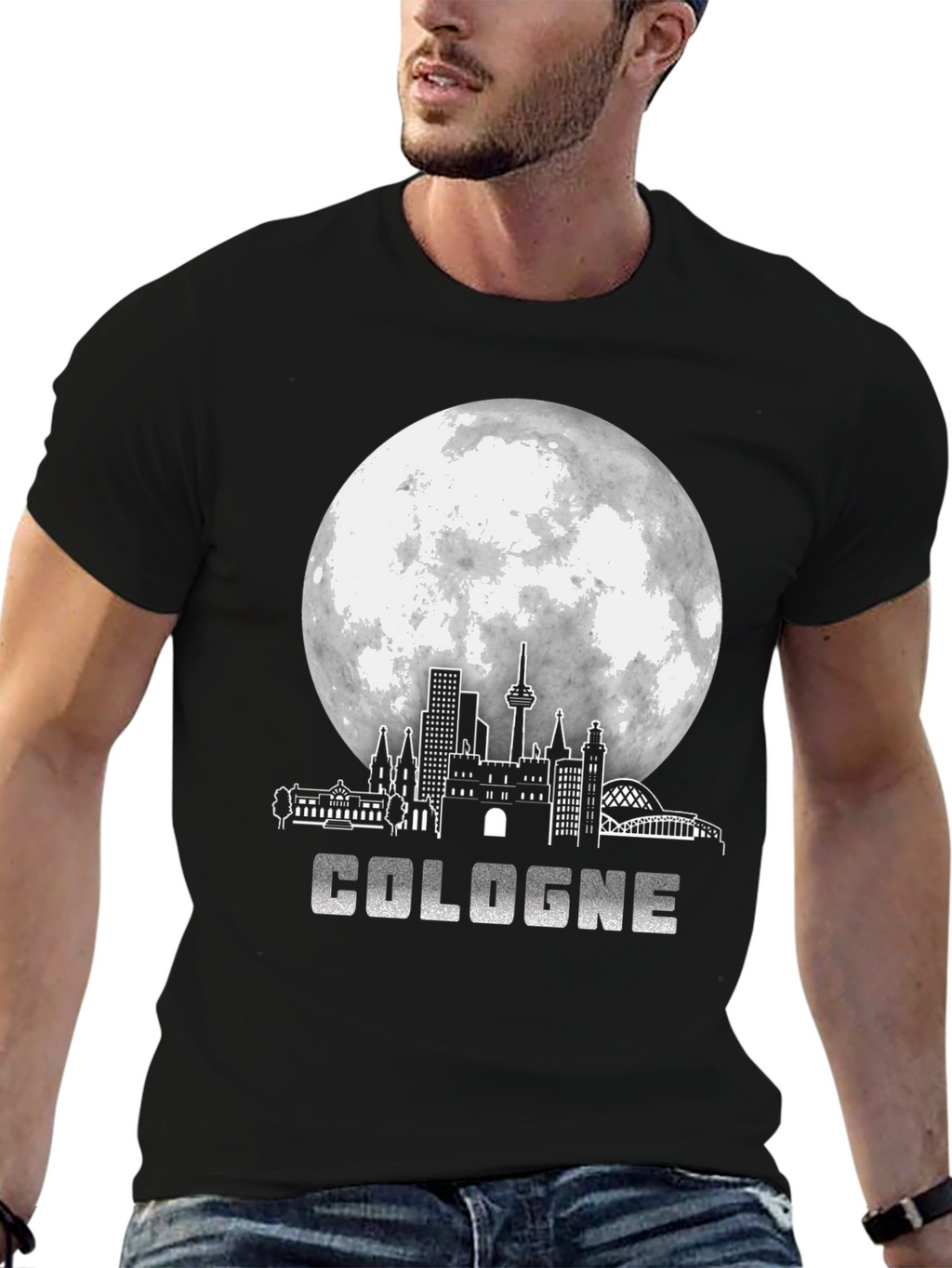 Cologne Germany Skyline Black Graphic T-Shirt