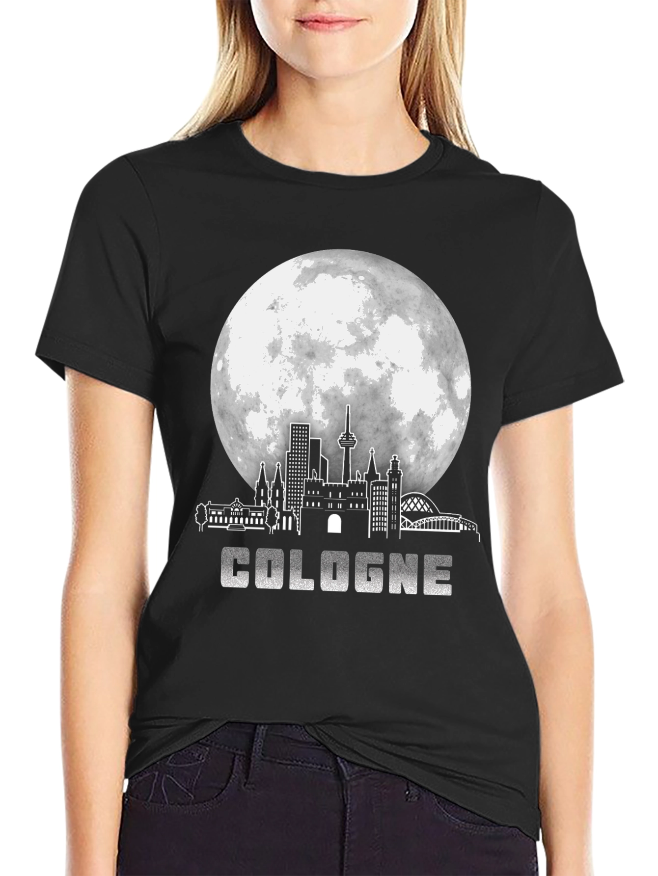 Cologne Germany Skyline Black Graphic T-Shirt