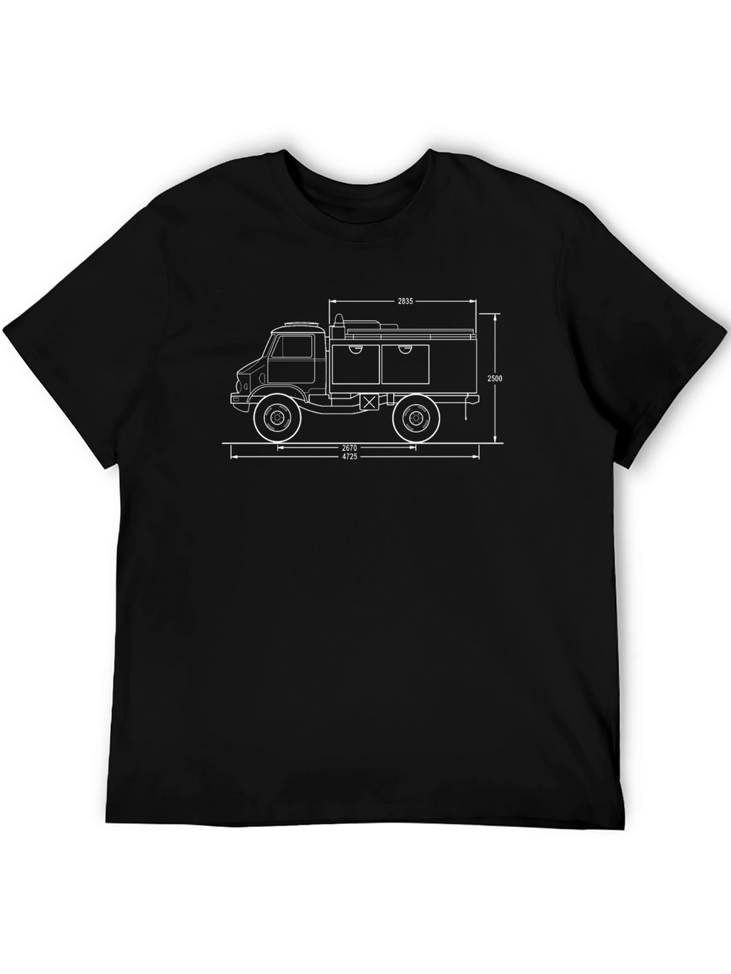 Truck Blueprint T-Shirt - Black Graphic Tee