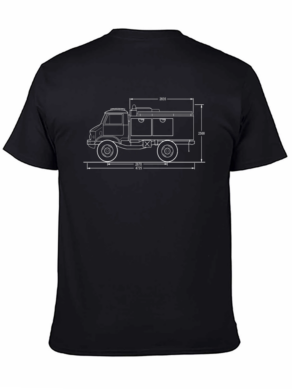 Truck Blueprint T-Shirt - Black Graphic Tee