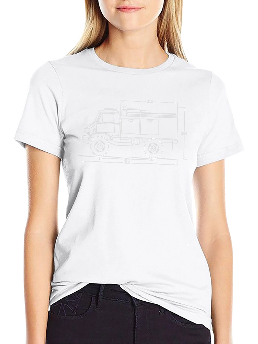 Truck Blueprint T-Shirt - Black Graphic Tee