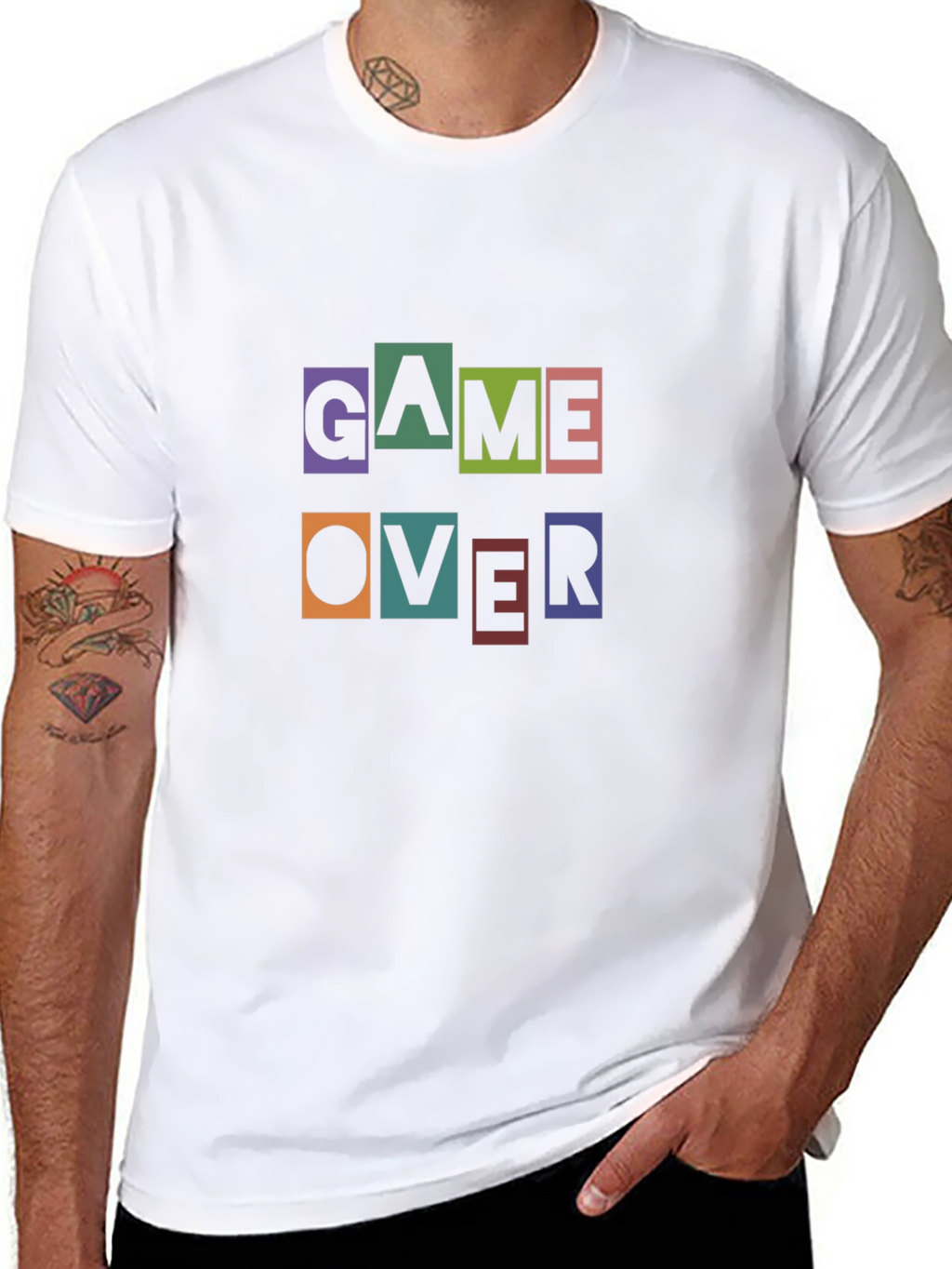 Game Over Graphic Print Black T-Shirt