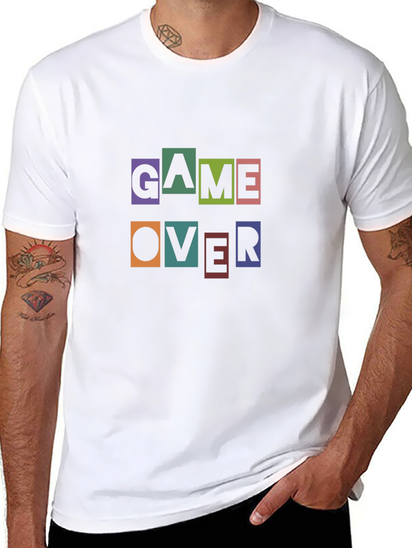 Game Over Graphic Print Black T-Shirt