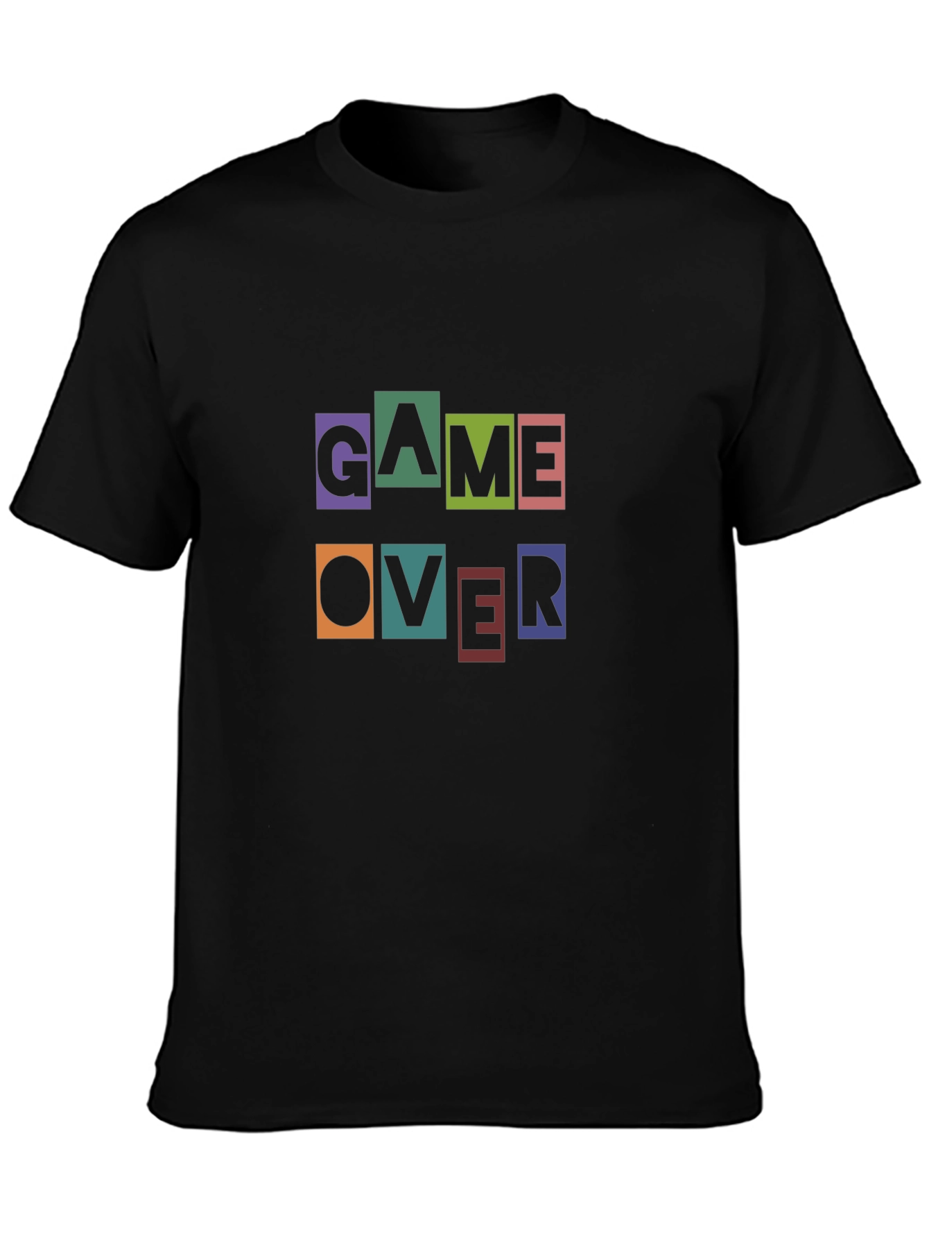 Game Over Graphic Print Black T-Shirt