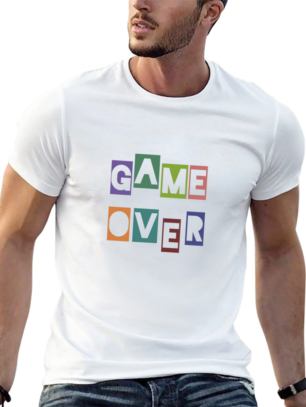Game Over Graphic Print Black T-Shirt