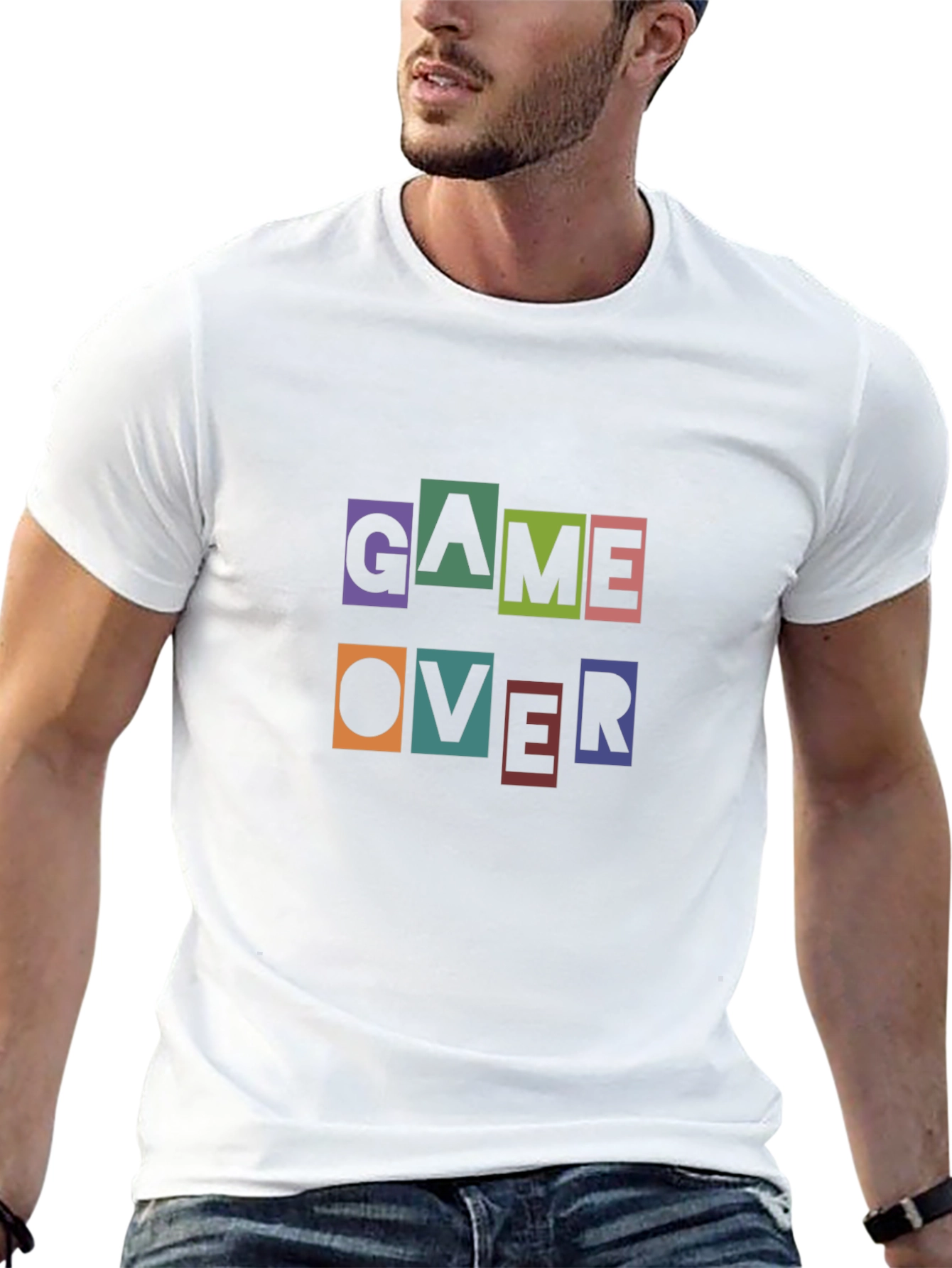 Game Over Graphic Print Black T-Shirt
