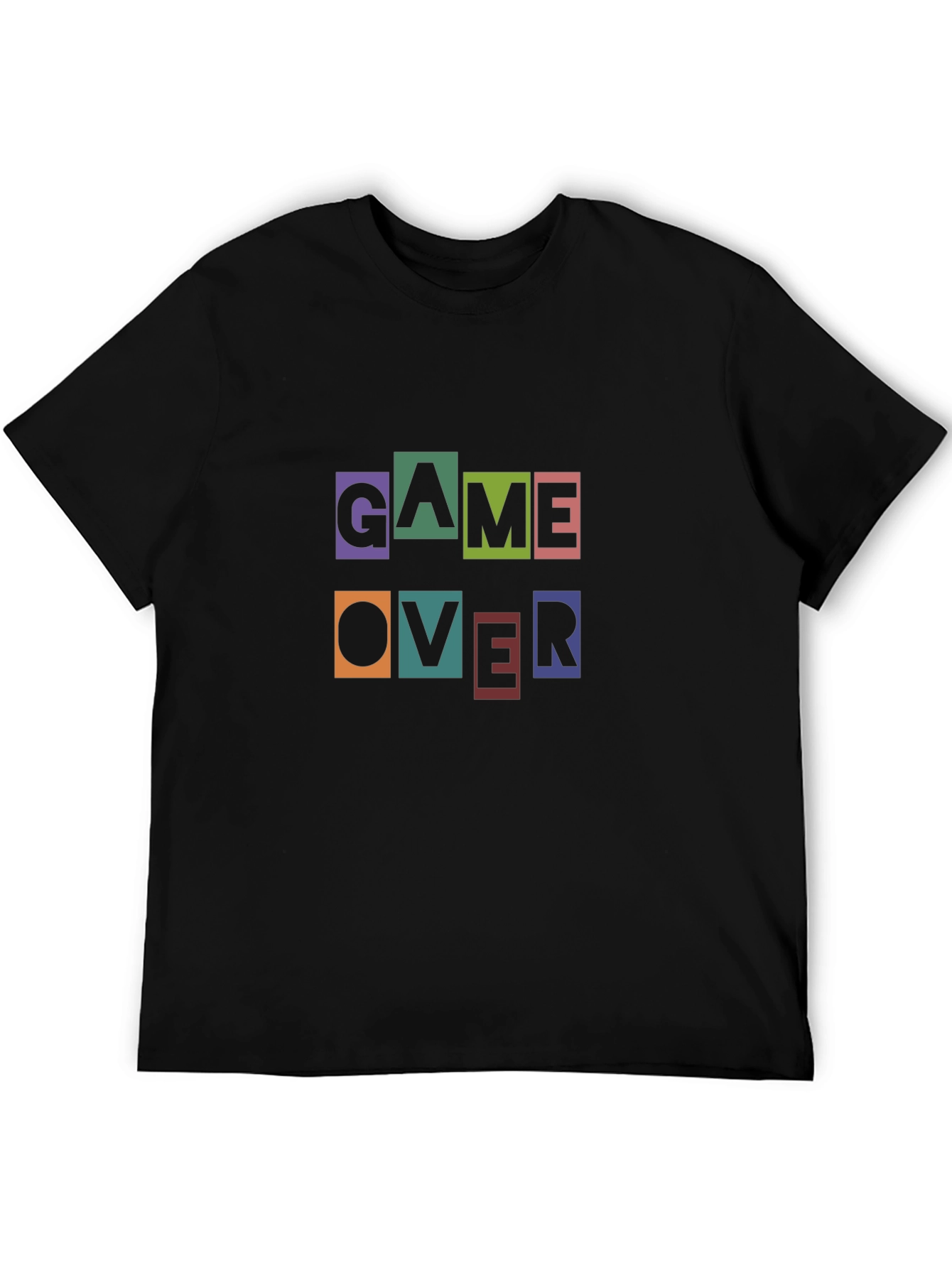Game Over Graphic Print Black T-Shirt