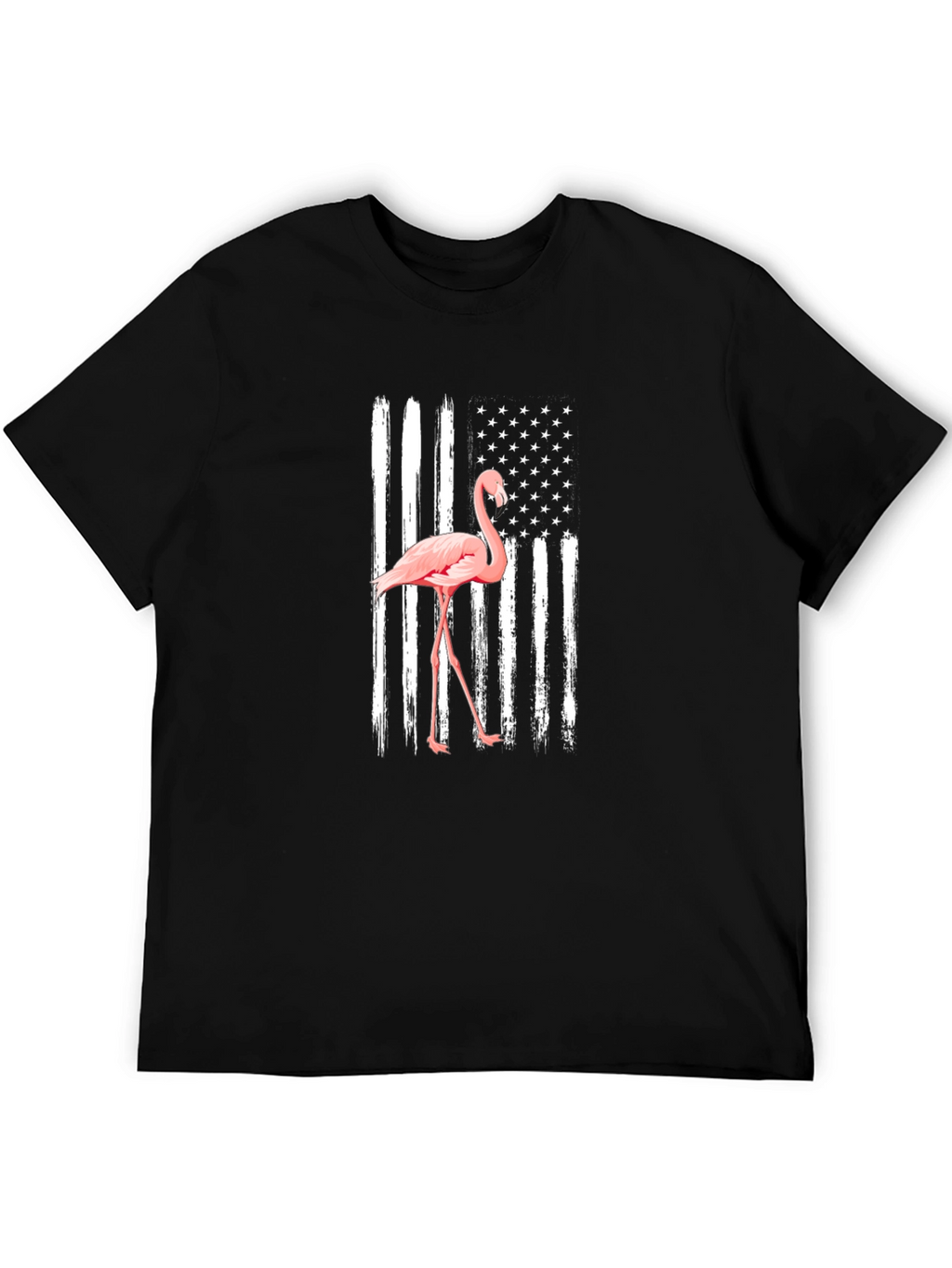 Flamingo American Flag Mens T-Shirt