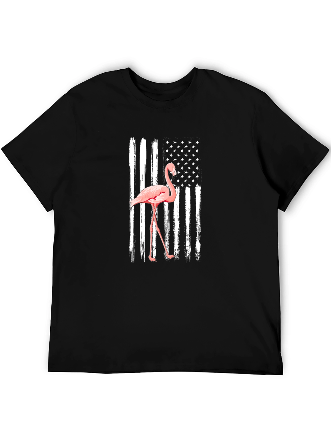 Flamingo American Flag Mens T-Shirt