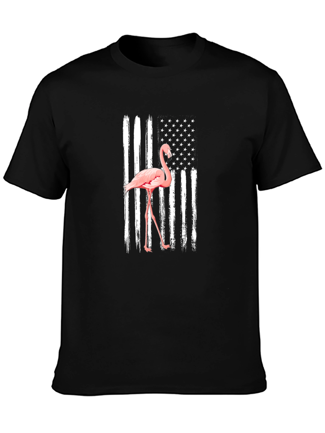 Flamingo American Flag Mens T-Shirt