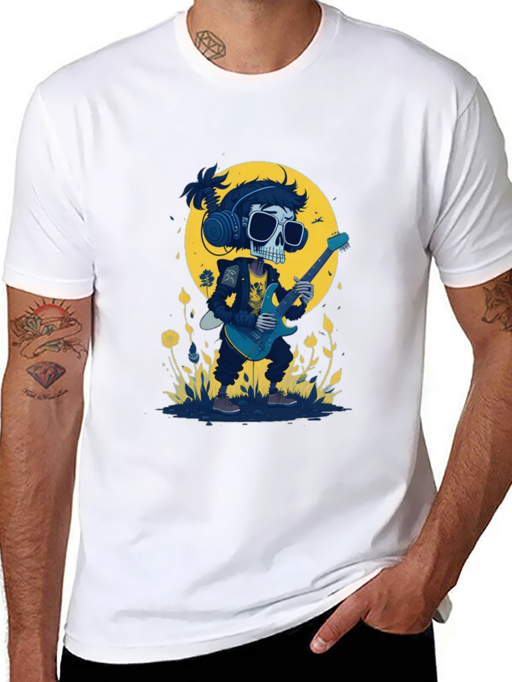 Skull Guitarist Black T-Shirt