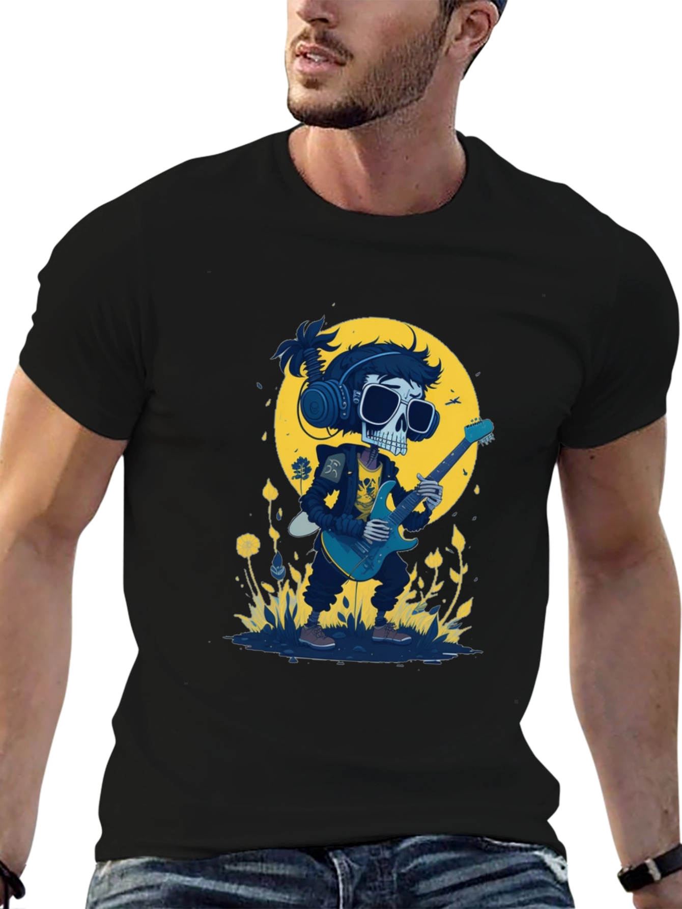 Skull Guitarist Black T-Shirt