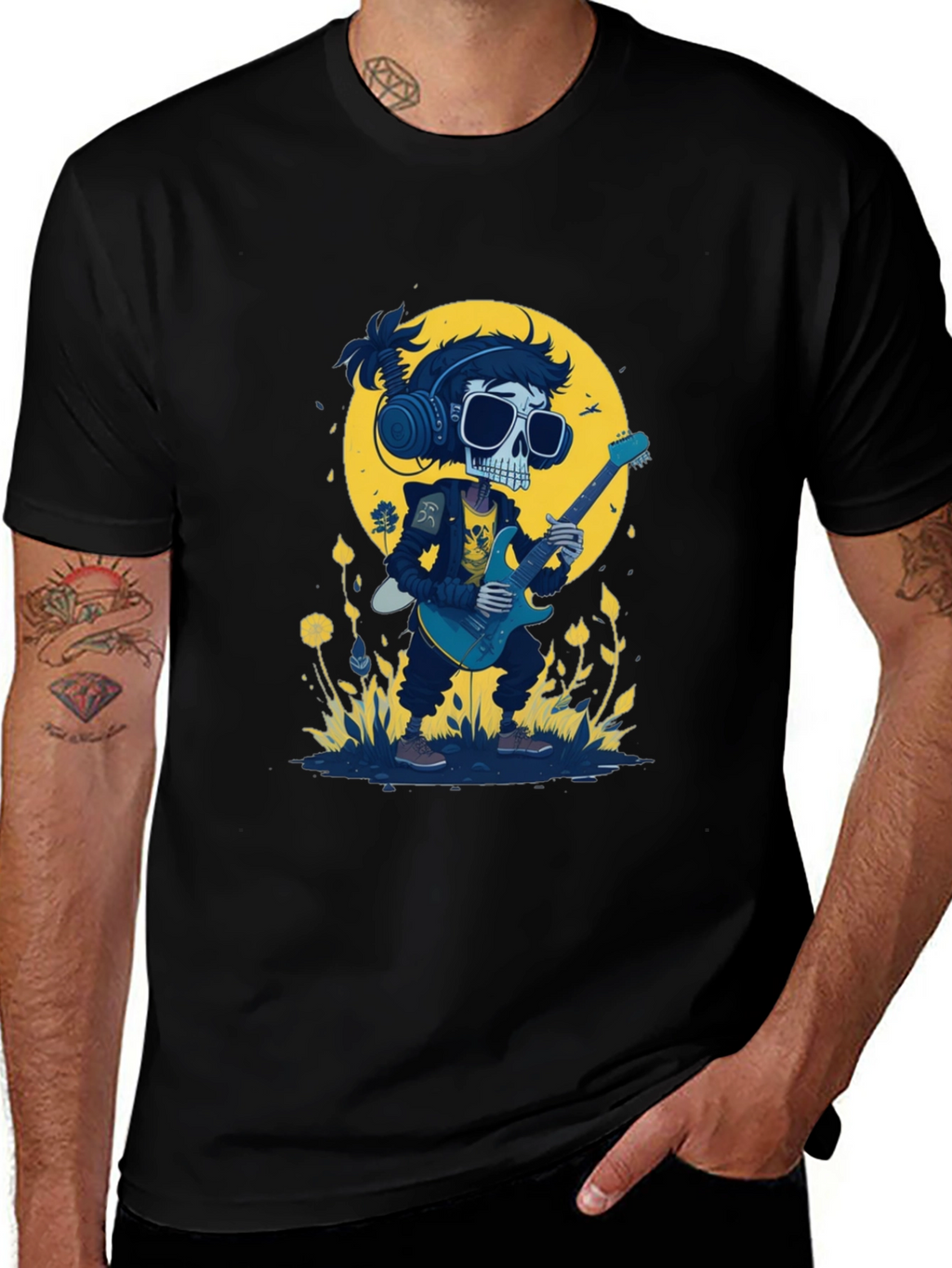 Skull Guitarist Black T-Shirt