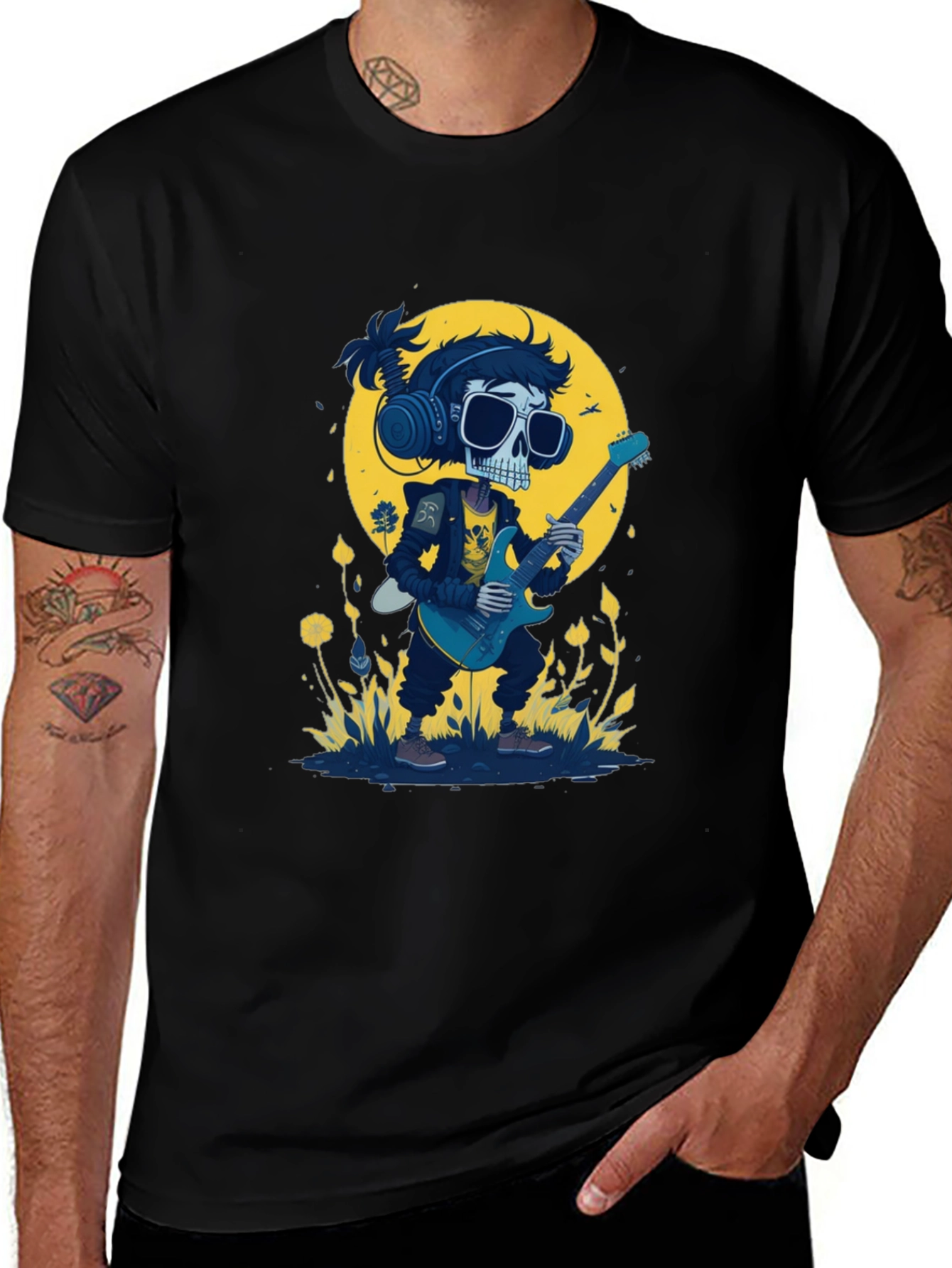 Skull Guitarist Black T-Shirt