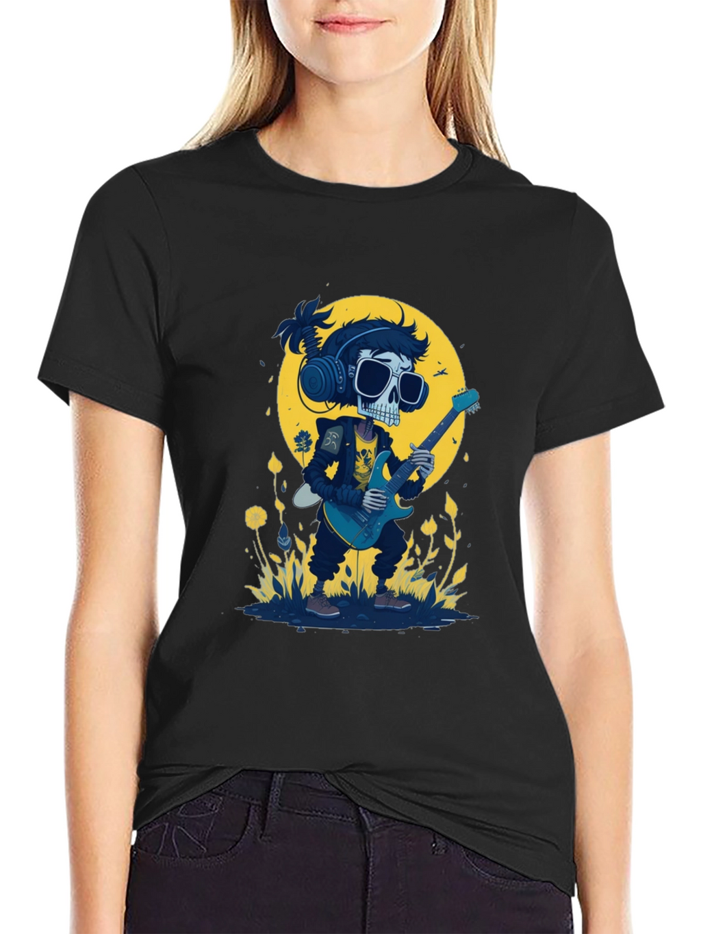 Skull Guitarist Black T-Shirt