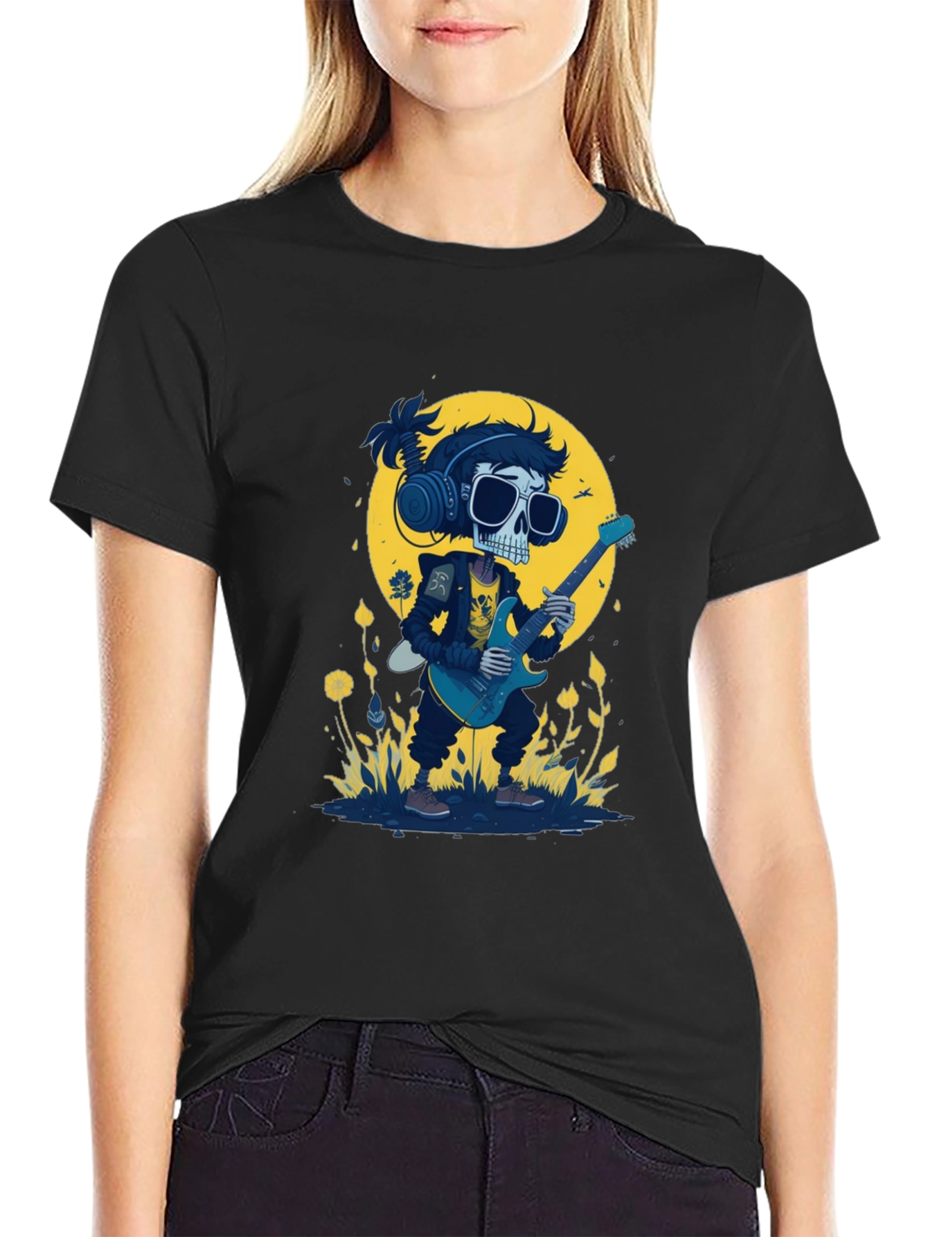Skull Guitarist Black T-Shirt
