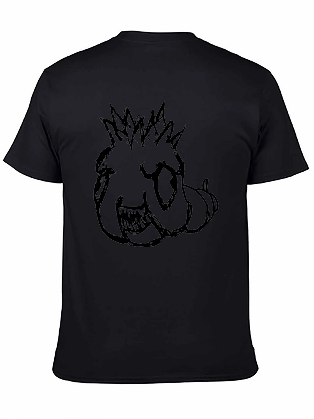 Mens Black T-Shirt with Monster Sketch Print