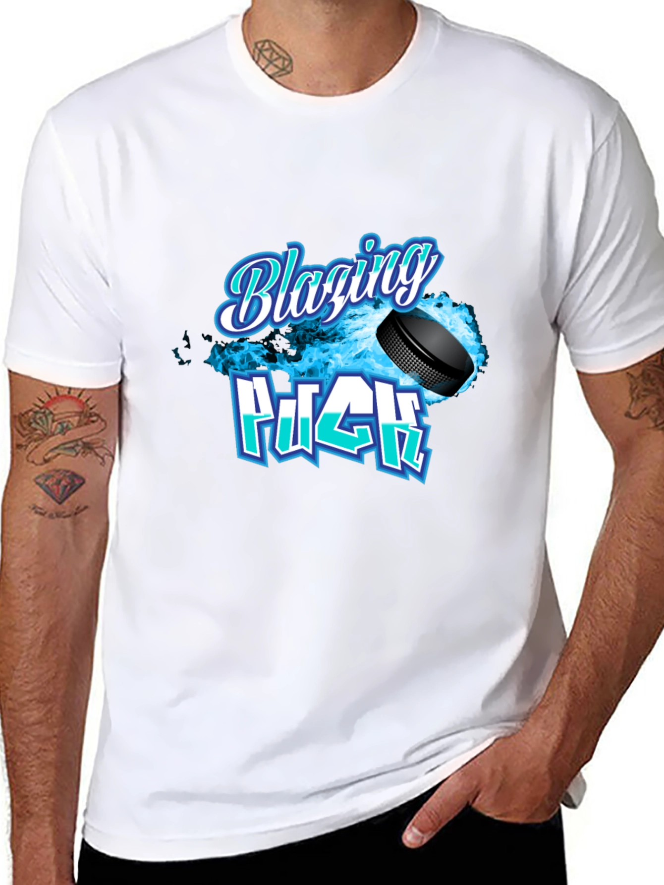 Blazing Puck Hockey Graphic T-Shirt
