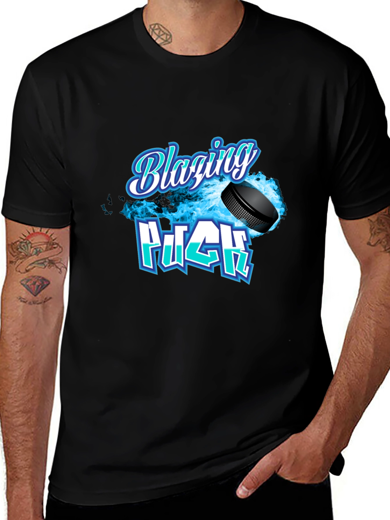 Blazing Puck Hockey Graphic T-Shirt