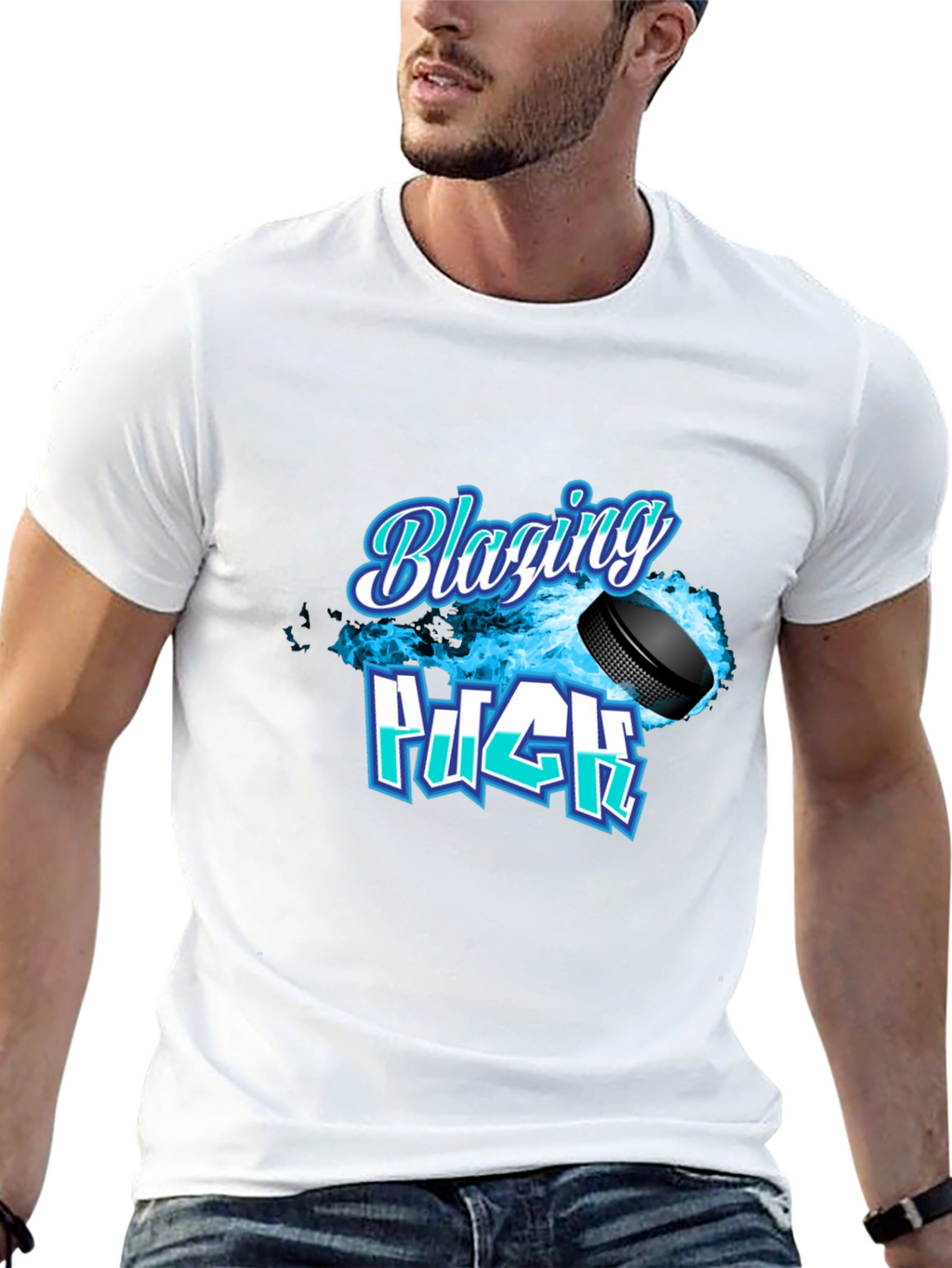 Blazing Puck Hockey Graphic T-Shirt
