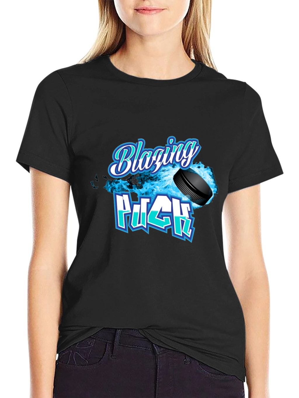 Blazing Puck Hockey Graphic T-Shirt