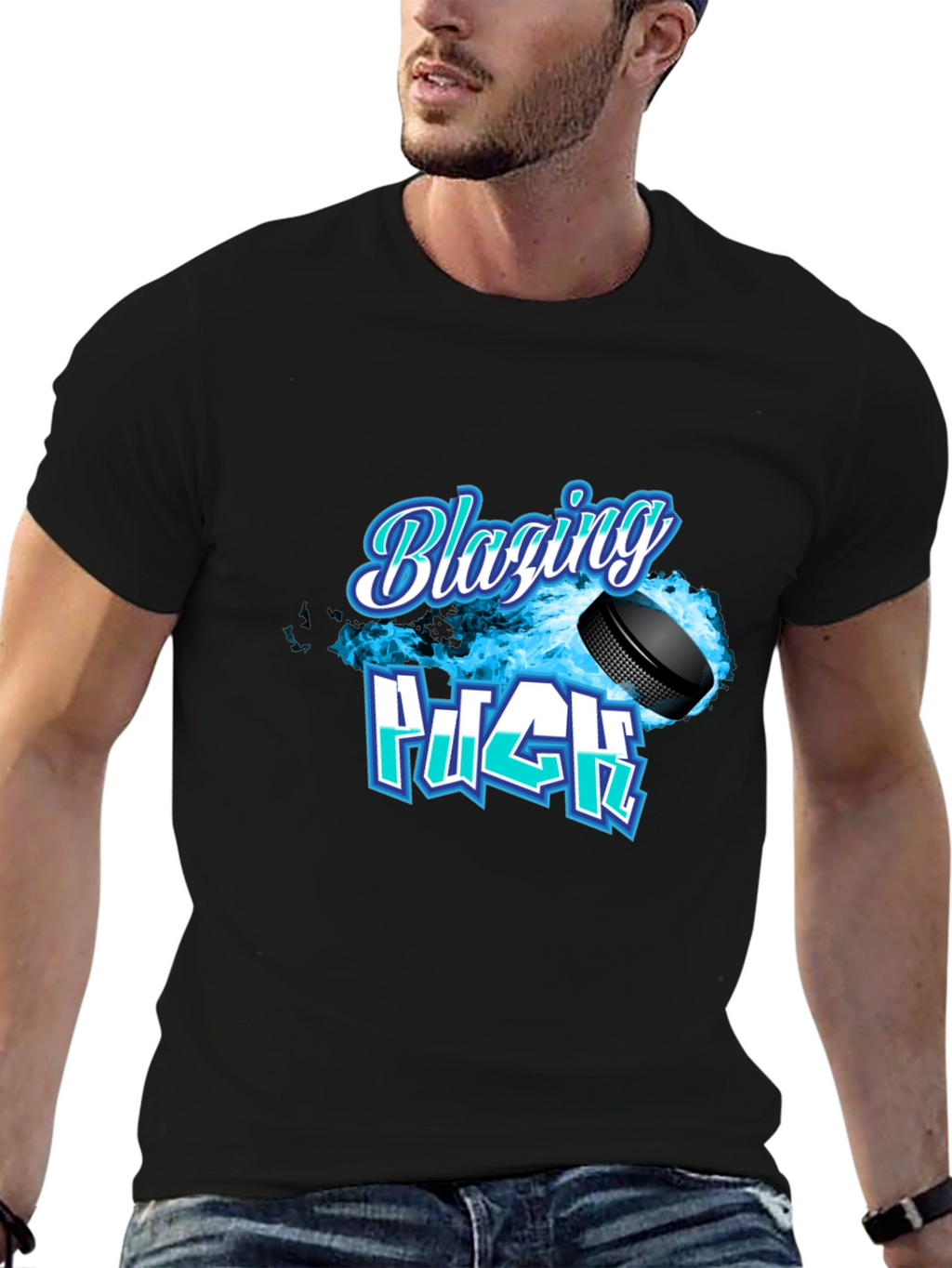Blazing Puck Hockey Graphic T-Shirt