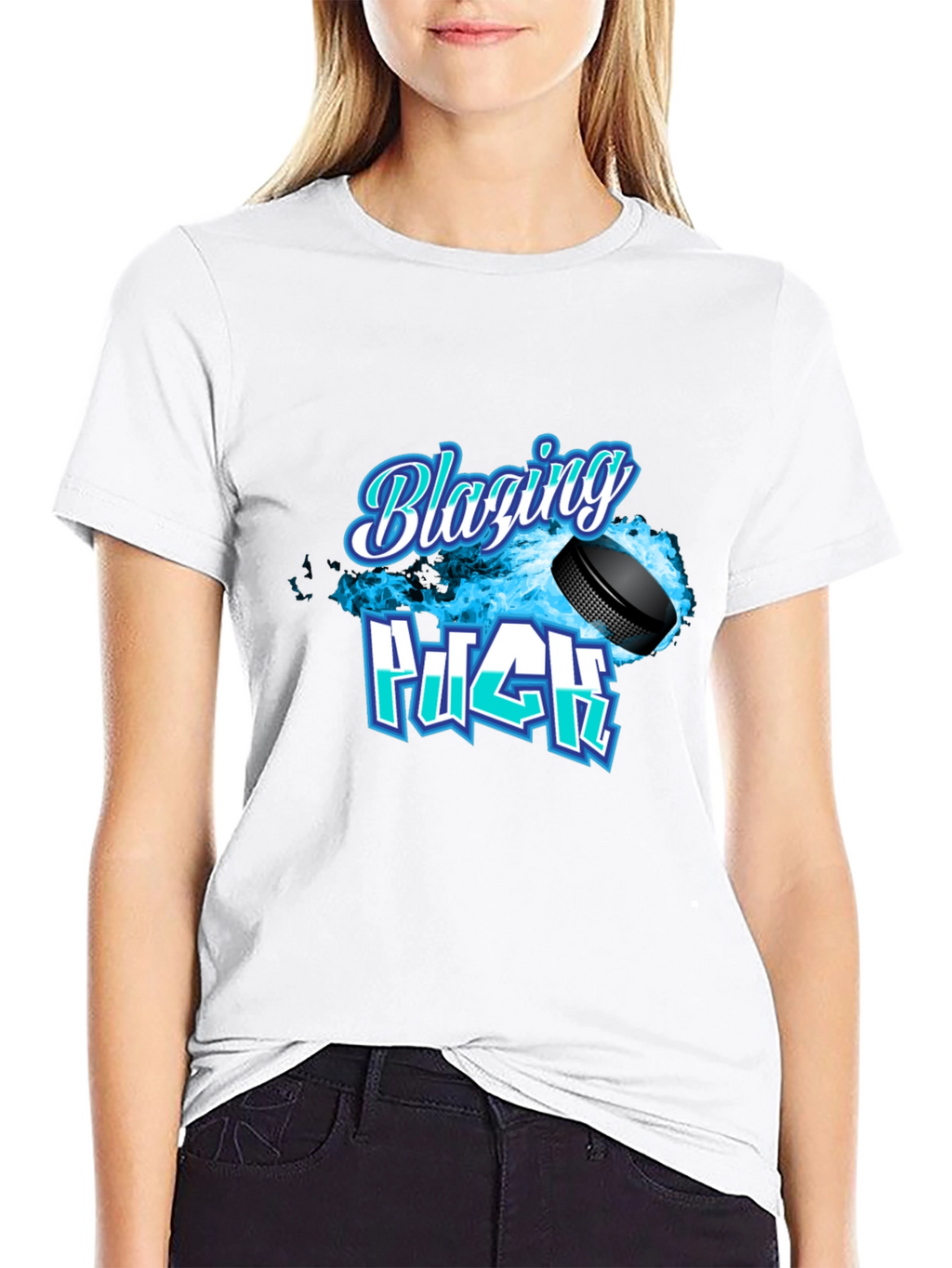 Blazing Puck Hockey Graphic T-Shirt