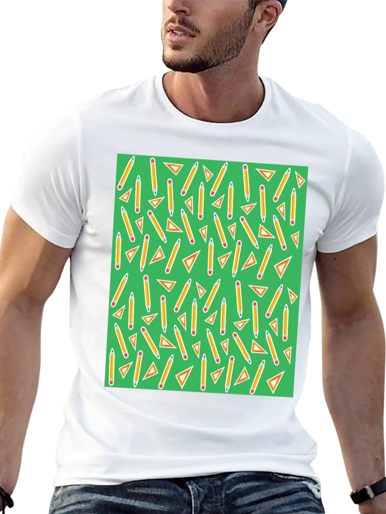 Pencil & Triangle Pattern T-Shirt