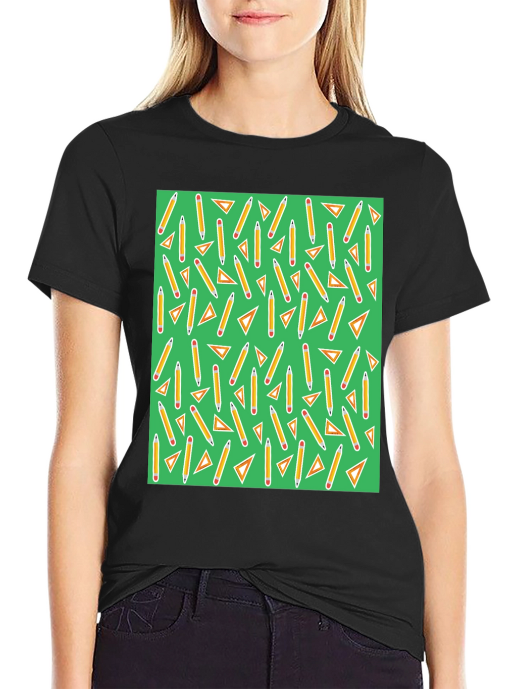 Pencil & Triangle Pattern T-Shirt
