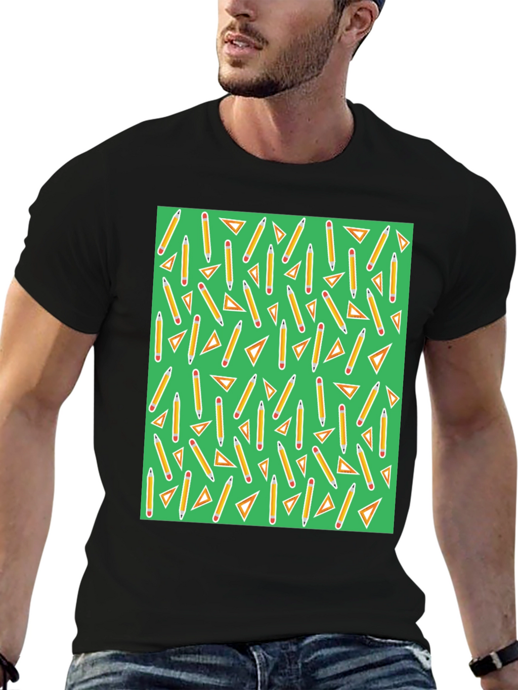 Pencil & Triangle Pattern T-Shirt