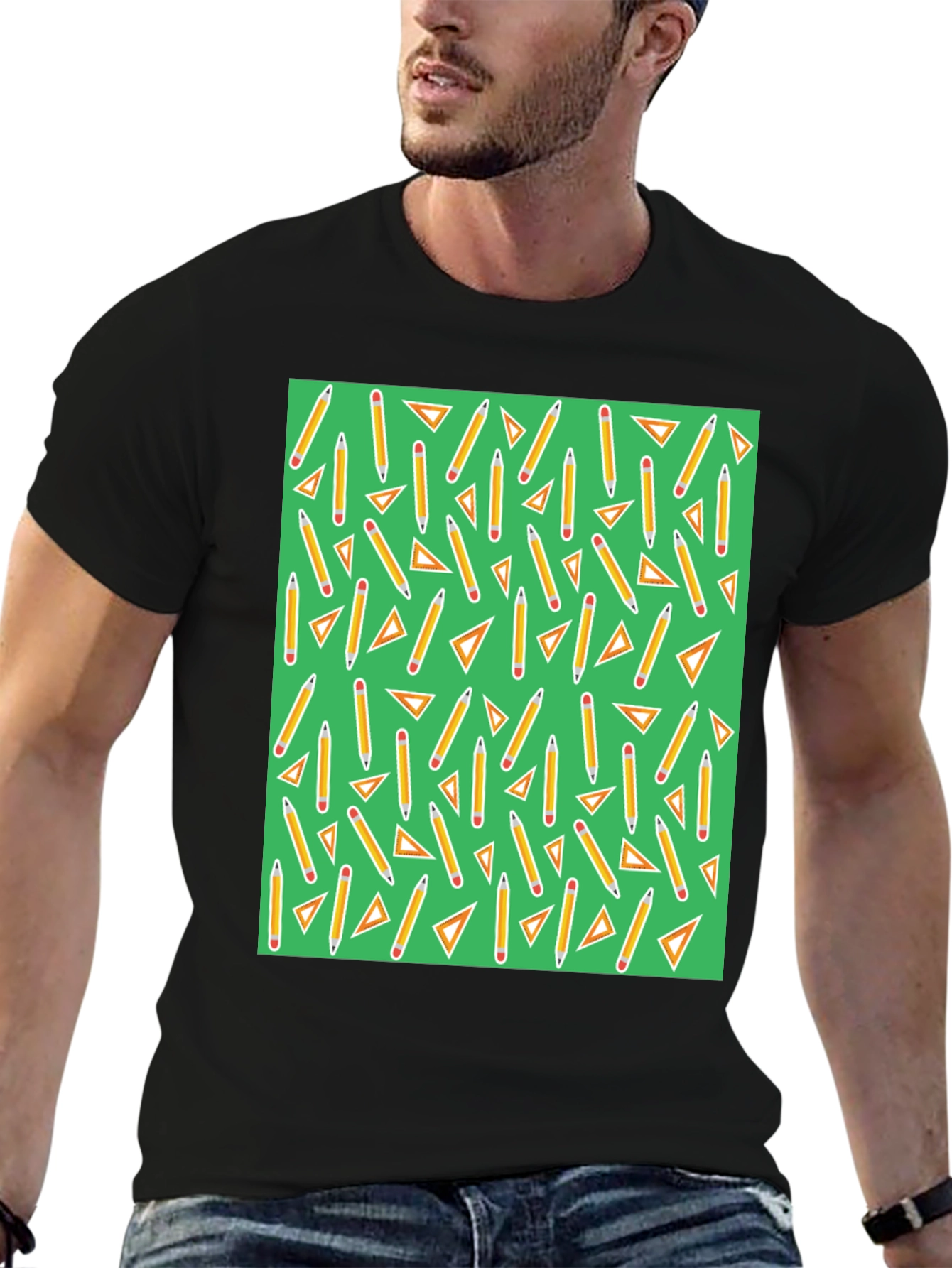 Pencil & Triangle Pattern T-Shirt