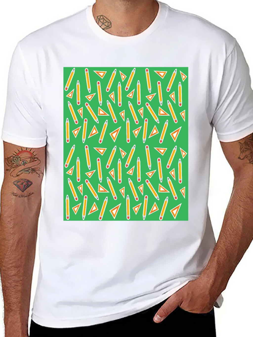Pencil & Triangle Pattern T-Shirt