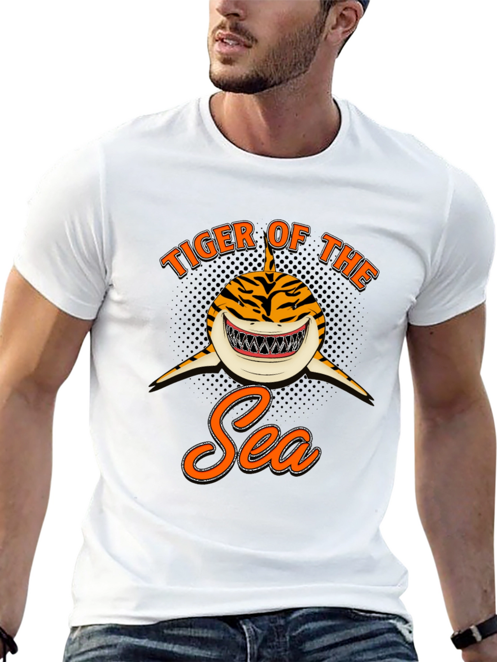 Tiger Shark of the Sea Black T-Shirt