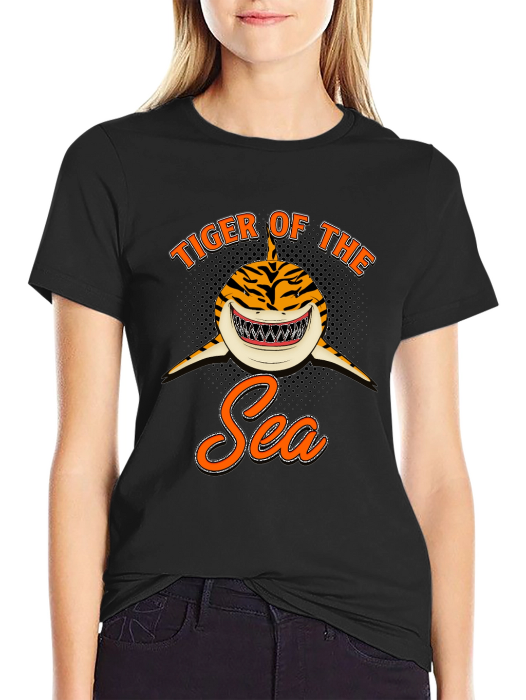 Tiger Shark of the Sea Black T-Shirt
