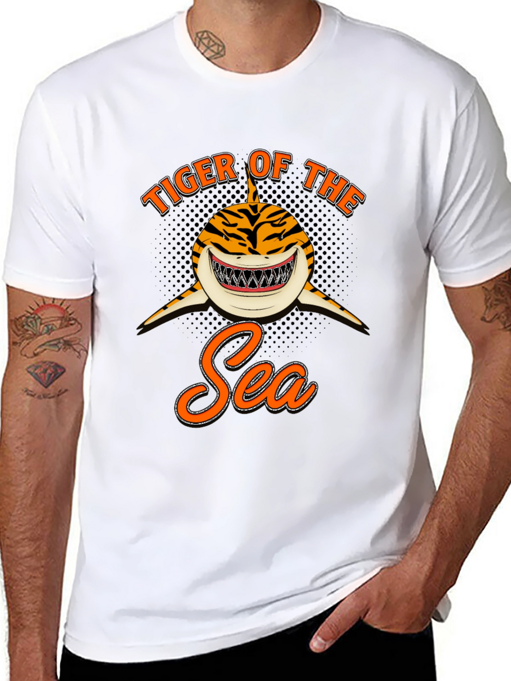 Tiger Shark of the Sea Black T-Shirt