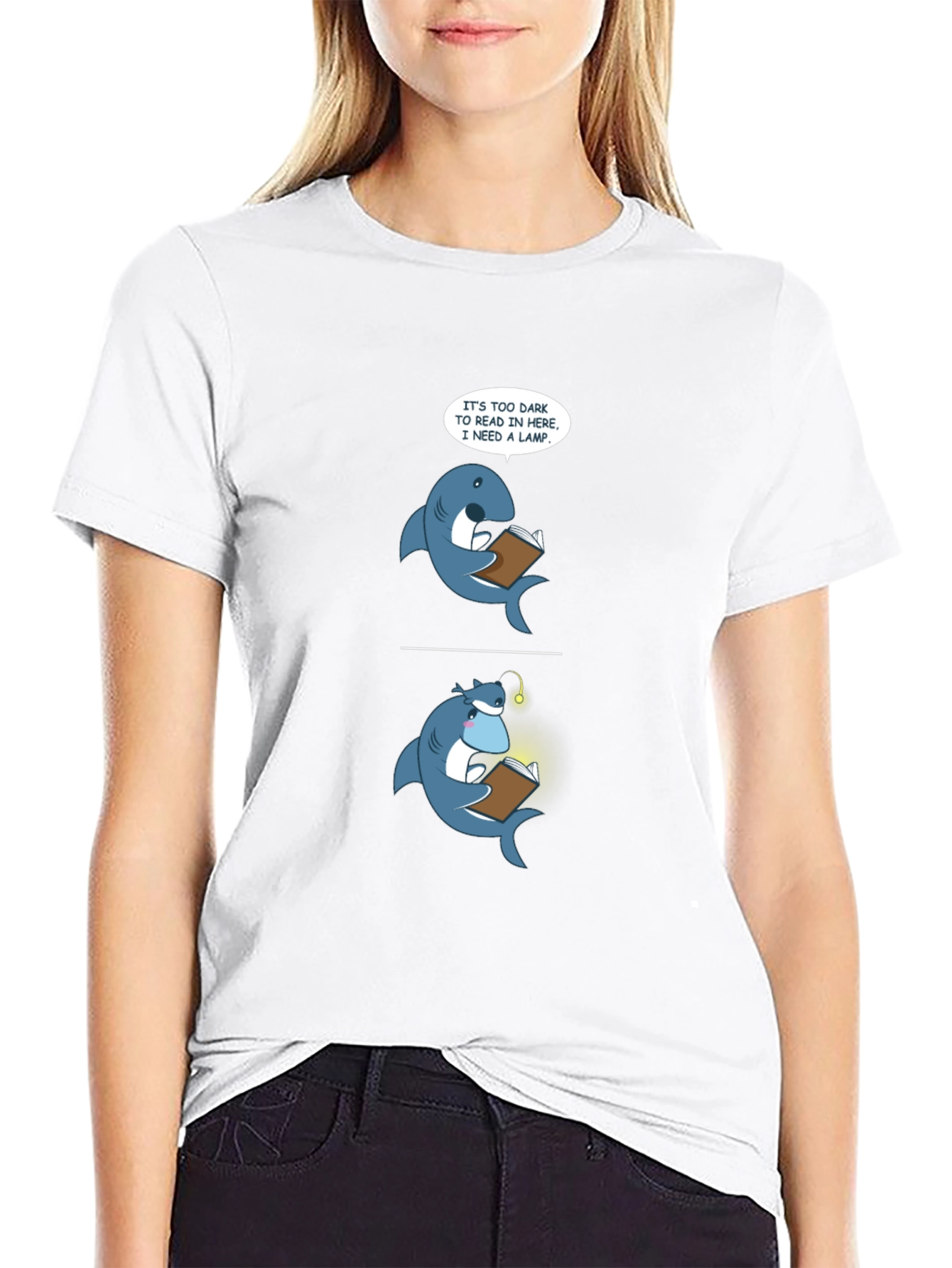Funny Shark Reading T-Shirt