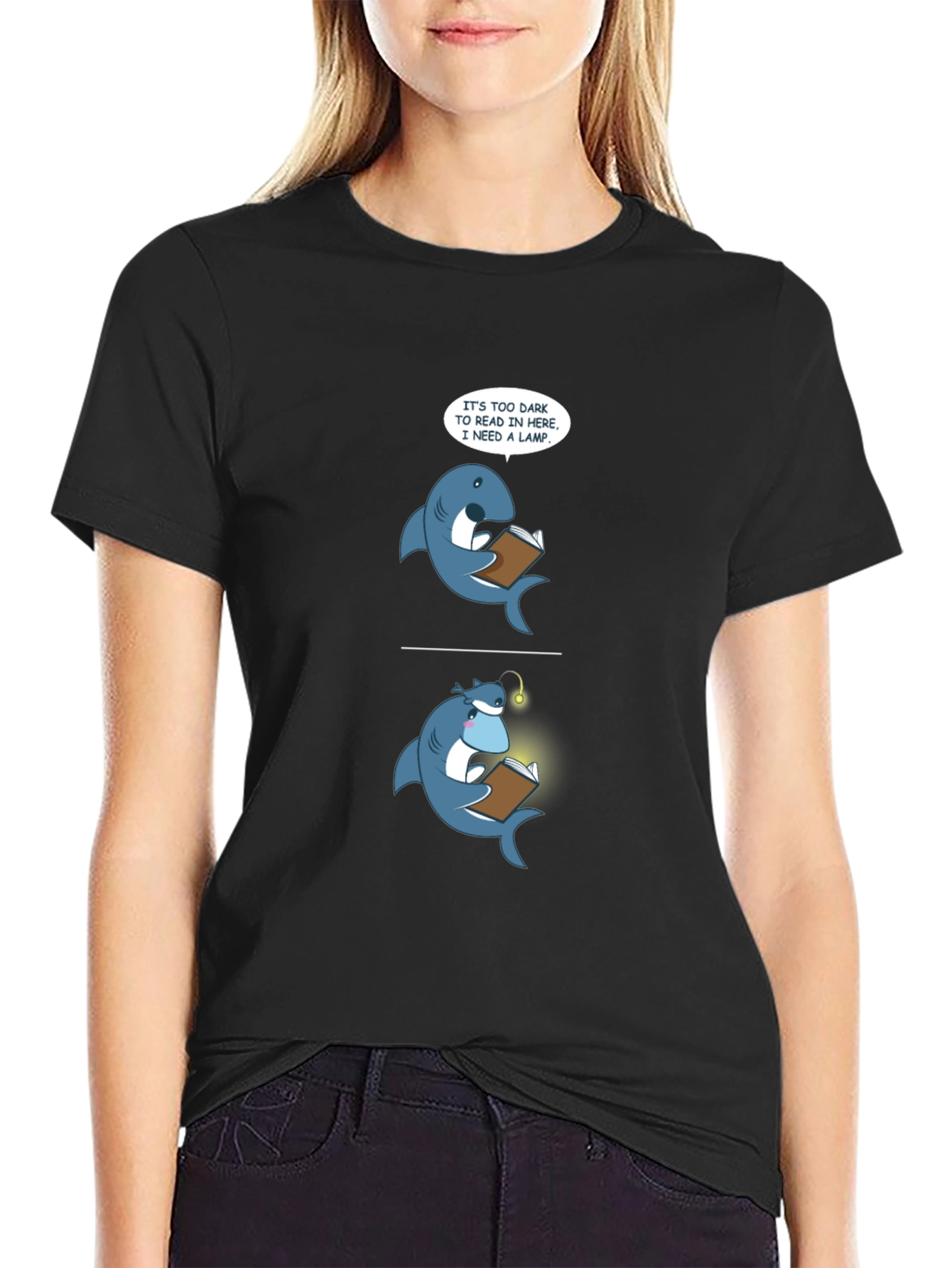Funny Shark Reading T-Shirt