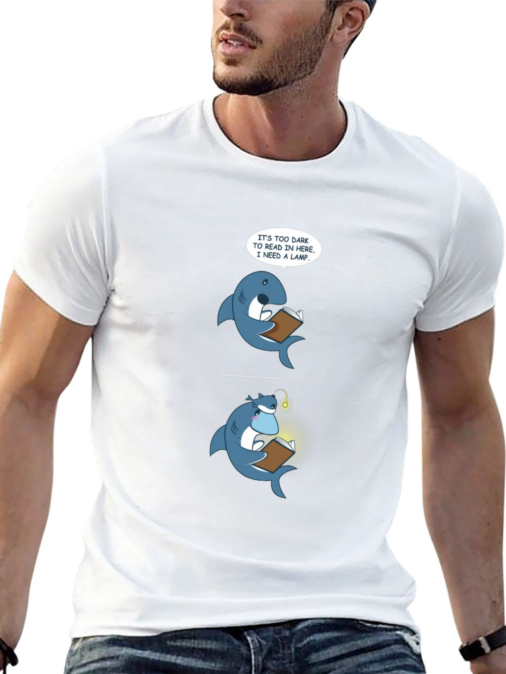 Funny Shark Reading T-Shirt
