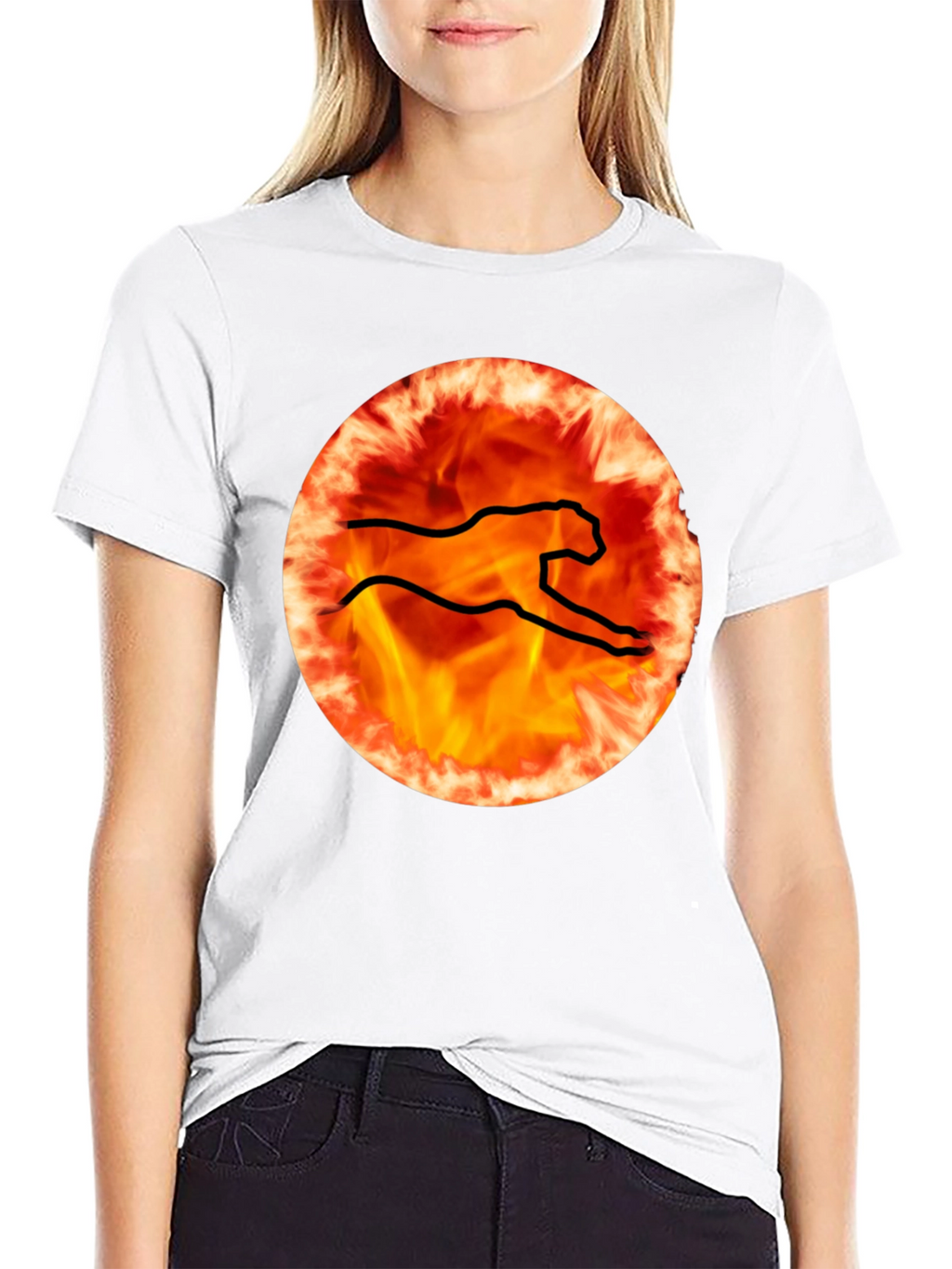 Fiery Cheetah Graphic Tee - Black