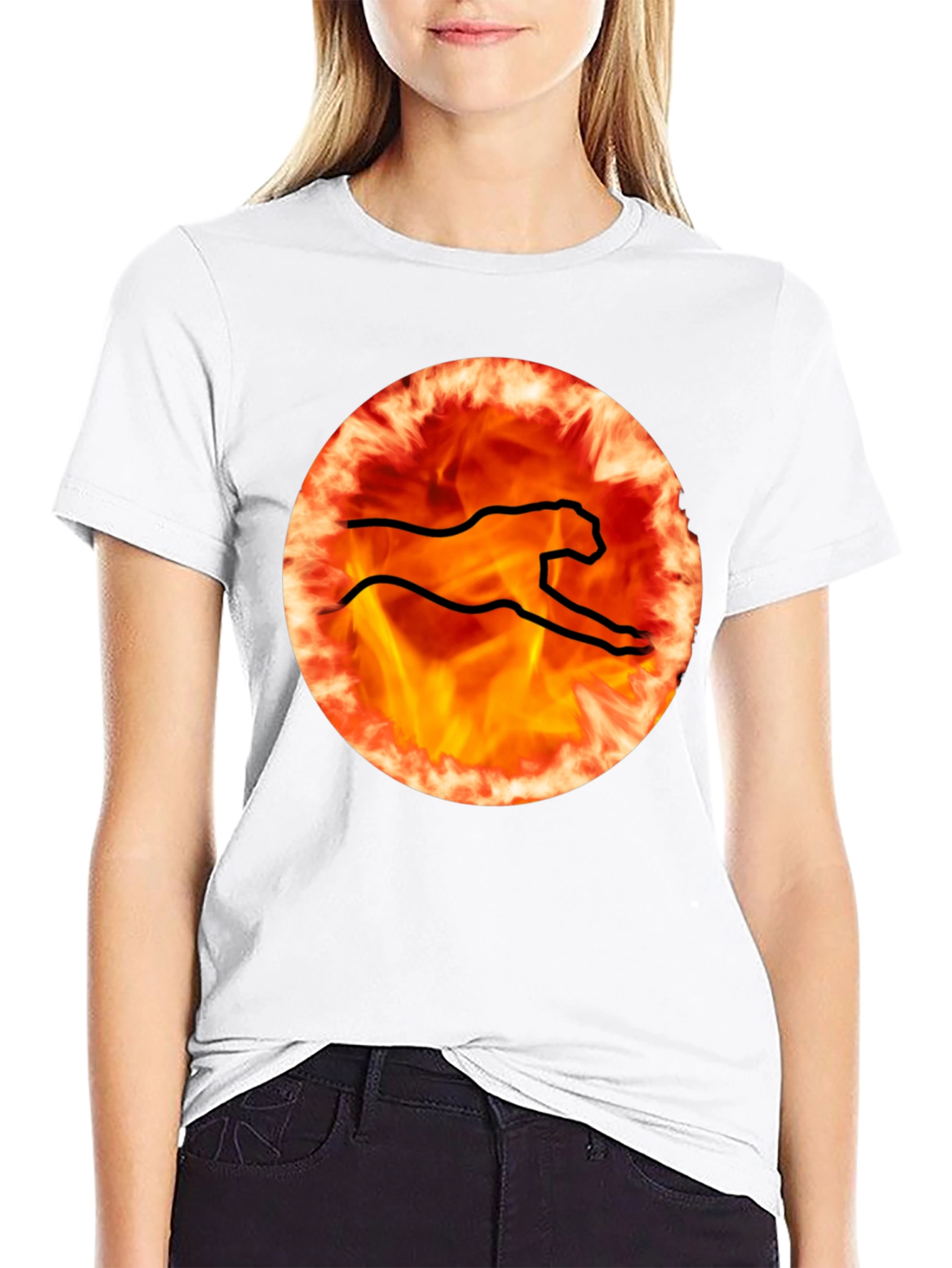 Fiery Cheetah Graphic Tee - Black