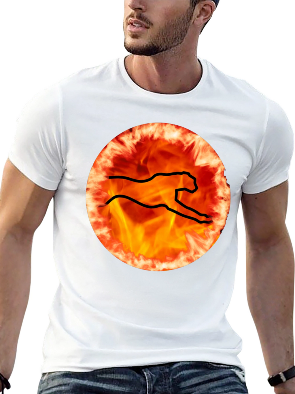 Fiery Cheetah Graphic Tee - Black