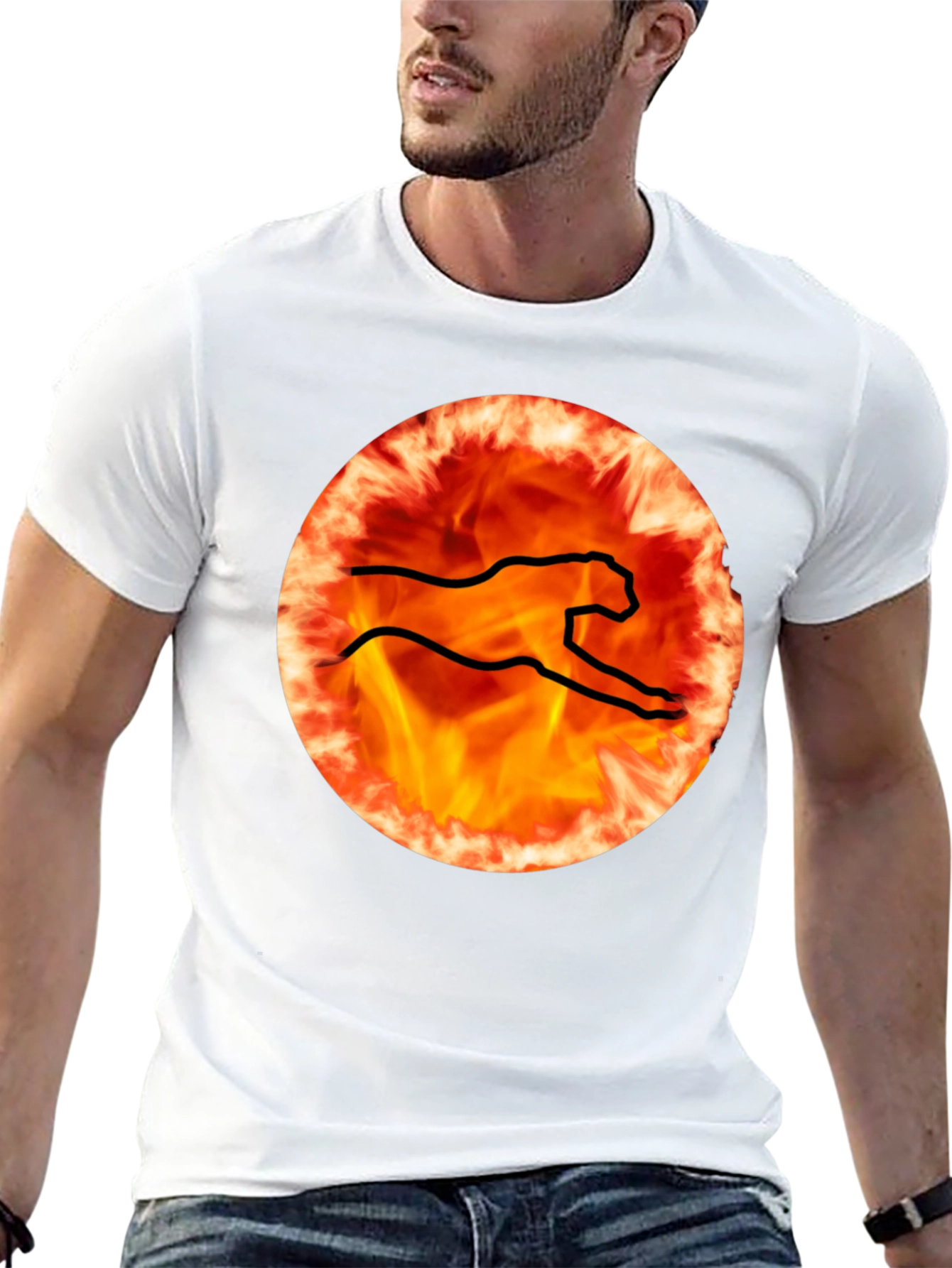Fiery Cheetah Graphic Tee - Black
