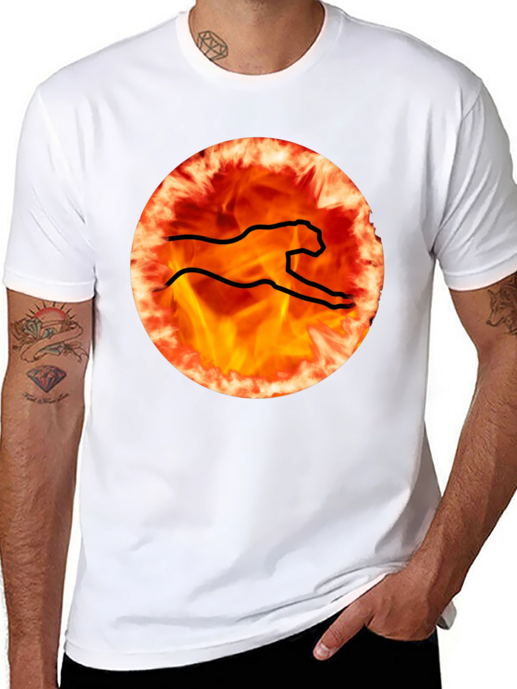 Fiery Cheetah Graphic Tee - Black