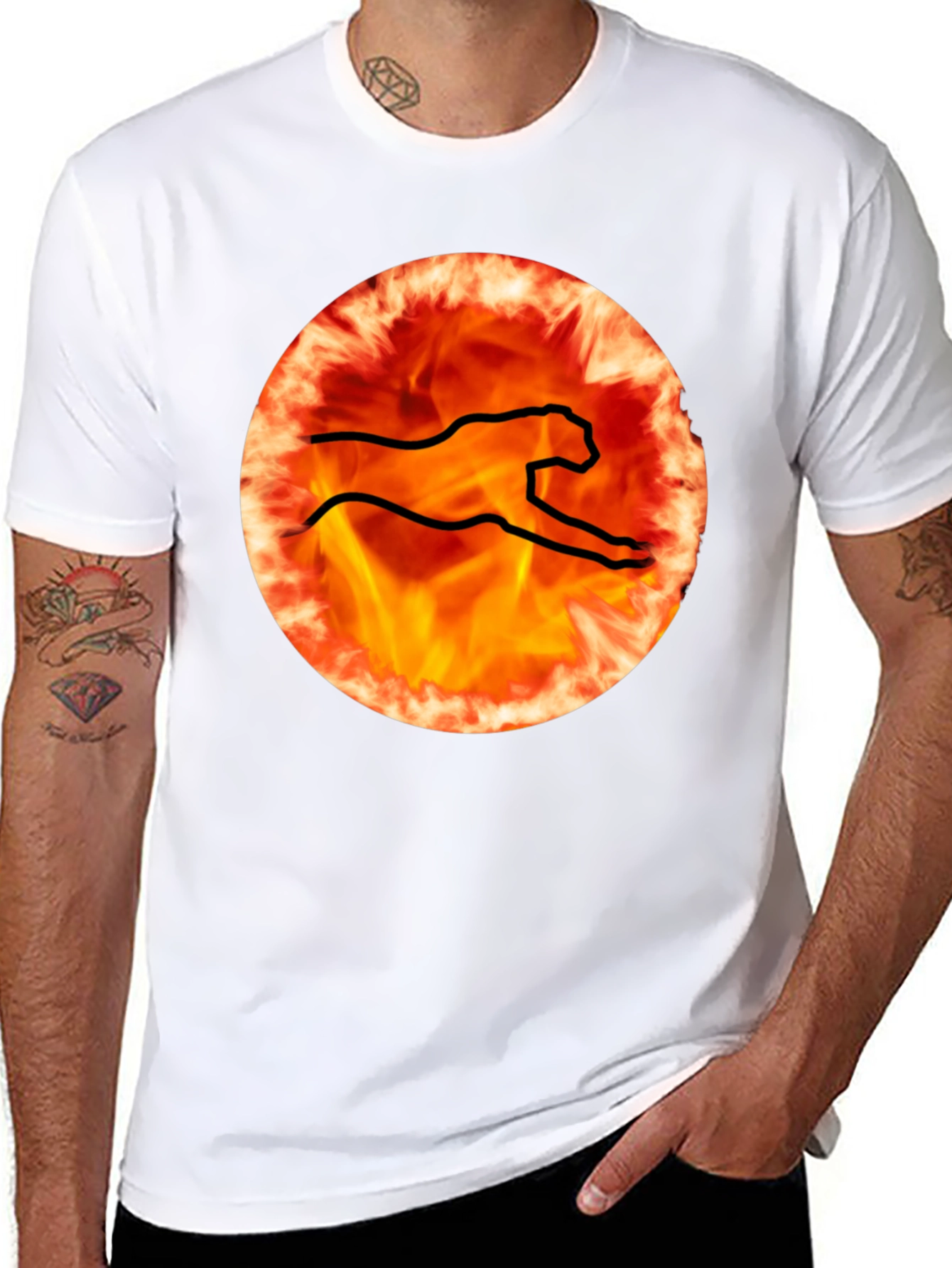 Fiery Cheetah Graphic Tee - Black