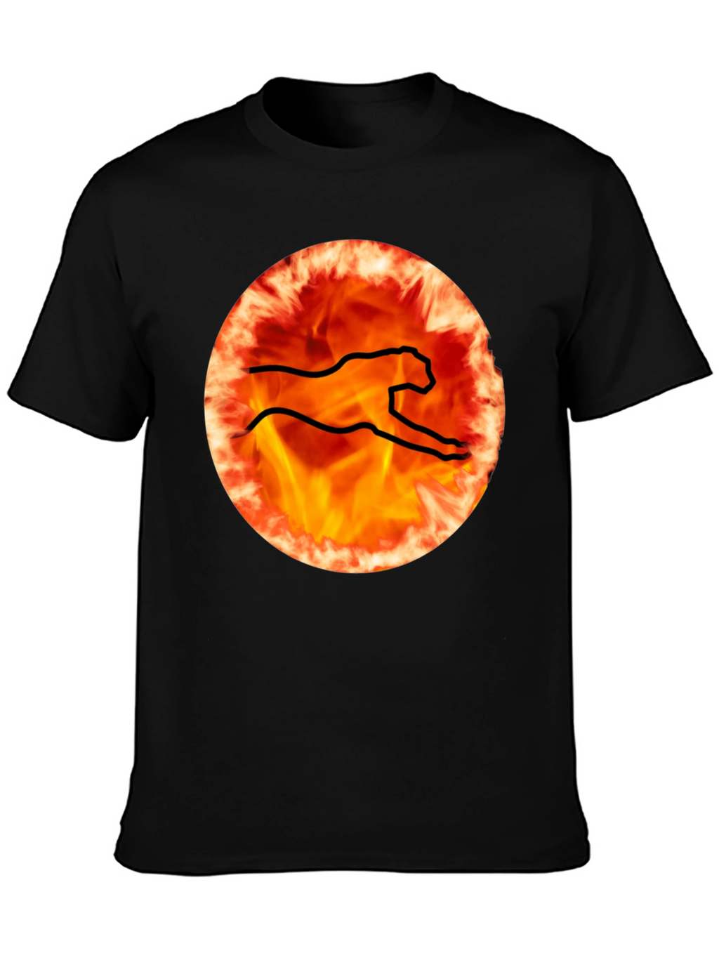 Fiery Cheetah Graphic Tee - Black