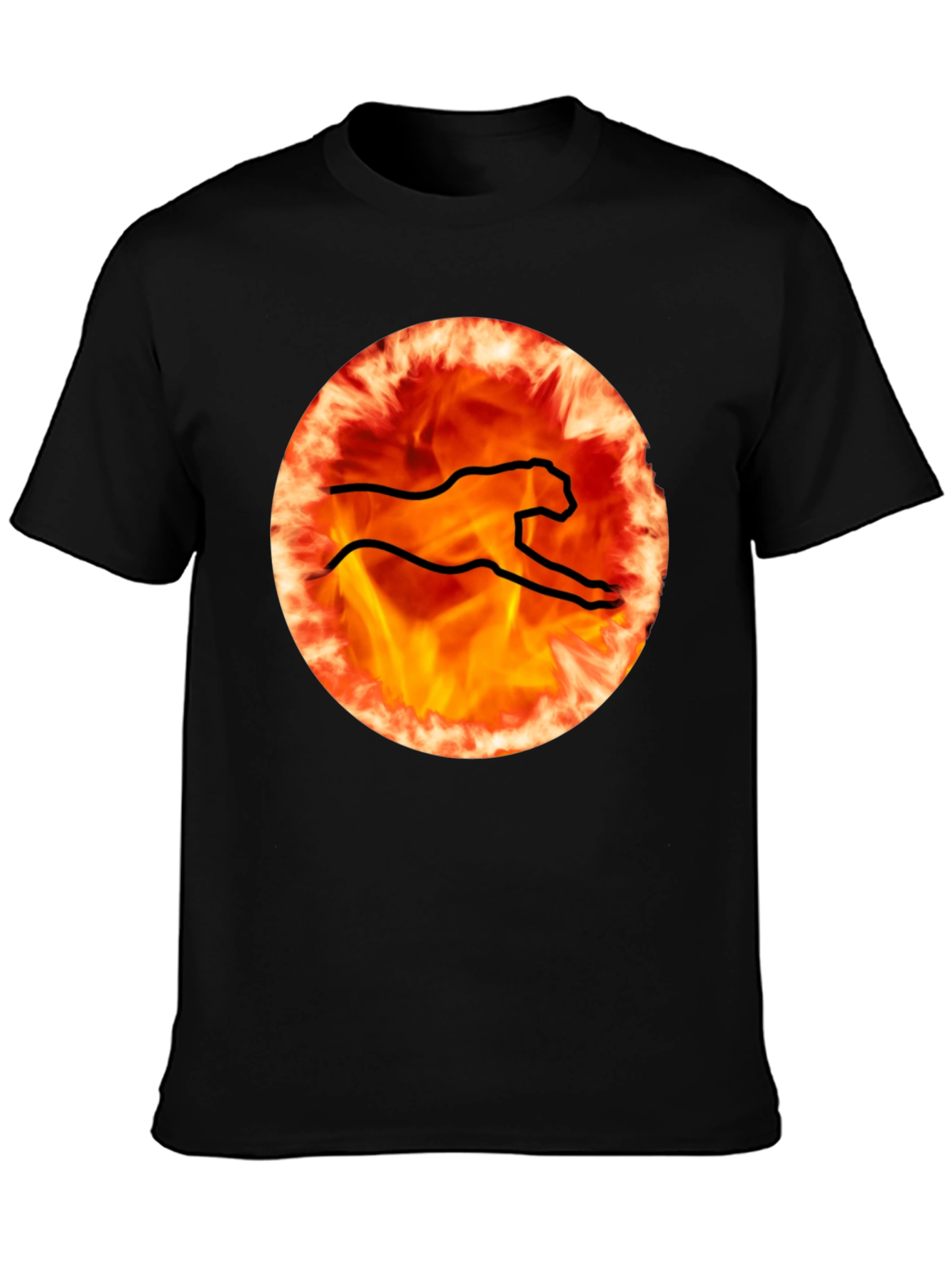 Fiery Cheetah Graphic Tee - Black
