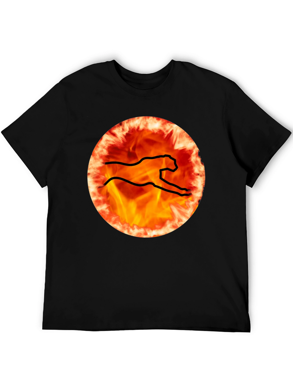 Fiery Cheetah Graphic Tee - Black