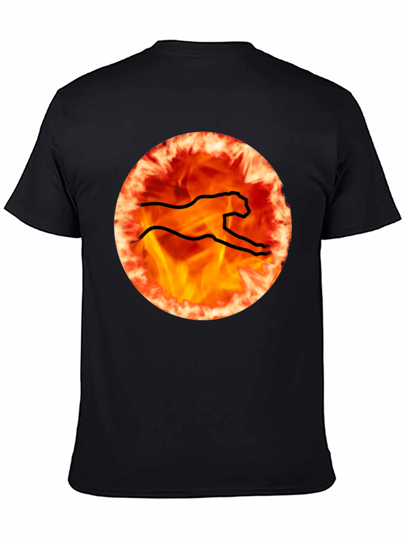Fiery Cheetah Graphic Tee - Black