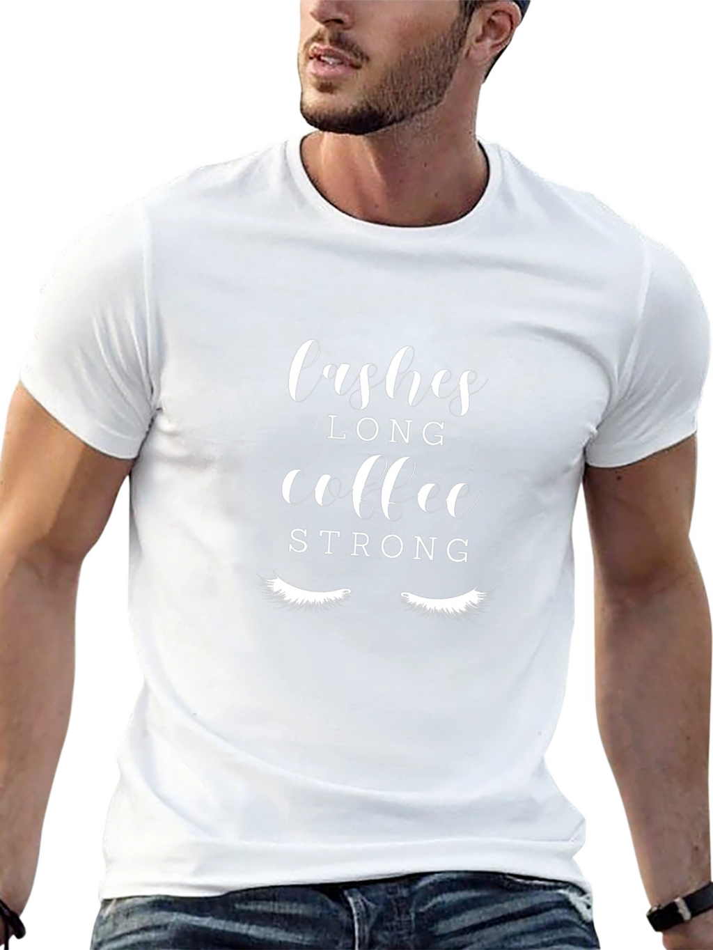 Lashes Long Coffee Strong Black Graphic T-Shirt